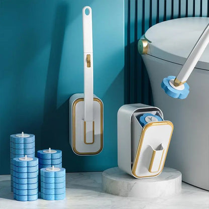 Wall Mounted Toilet Brush Set, 1 Set Toilet Bowl Brush and Holder with 24/48/72Pcs Disposable Replacement Brush Head, Toilet Scrubber Brush, Bathroom Cleaning Tool, House Cleaning Tools, Toilet Cleaning System