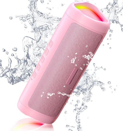 Bluetooth Speaker, 20W HD Sound, Portable Wireless, IPX5 Waterproof, up to 24H Playtime, TWS Pairing, for Home/Party/Outdoor/Camping/Beach Essentials, Electronic Gadgets, Birthday Gift (Pink)