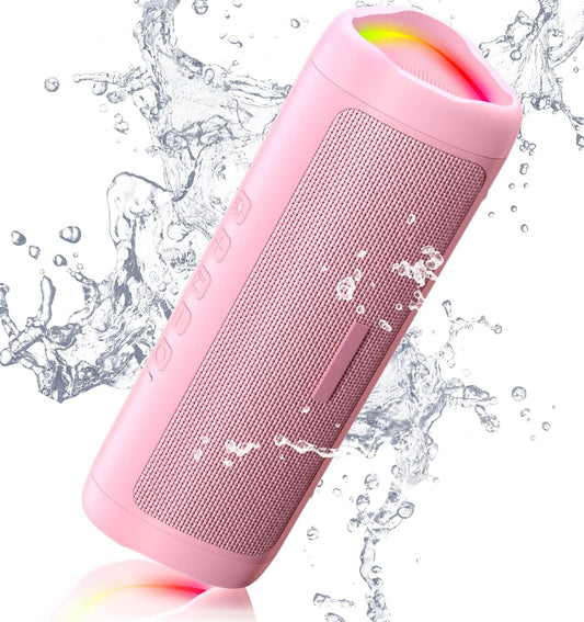 Bluetooth Speaker, 20W HD Sound, Portable Wireless, IPX5 Waterproof, up to 24H Playtime, TWS Pairing, for Home/Party/Outdoor/Camping/Beach Essentials, Electronic Gadgets, Birthday Gift (Pink)