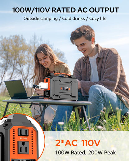 Portable Power Station, 146Wh 100W Solar Powered Power Bank with AC Outlet | Solar Generator Portable Charger Power Bank Battery Pack 110V for Home Outdoor Camping Emergency (Solar Panel NOT Included)