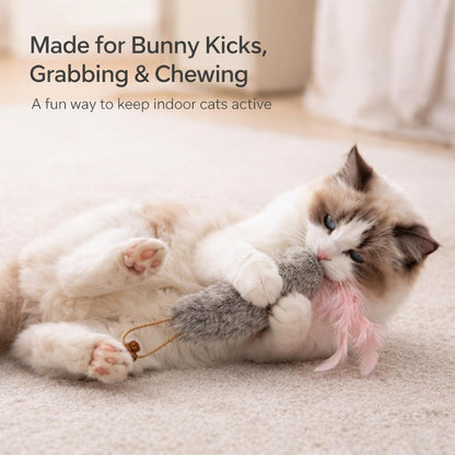 3 Pack Rabbit Fur Catnip Toys with Feathers – Interactive Carrot Cat Toys with Galls Fruit for Indoor Cats and Kittens