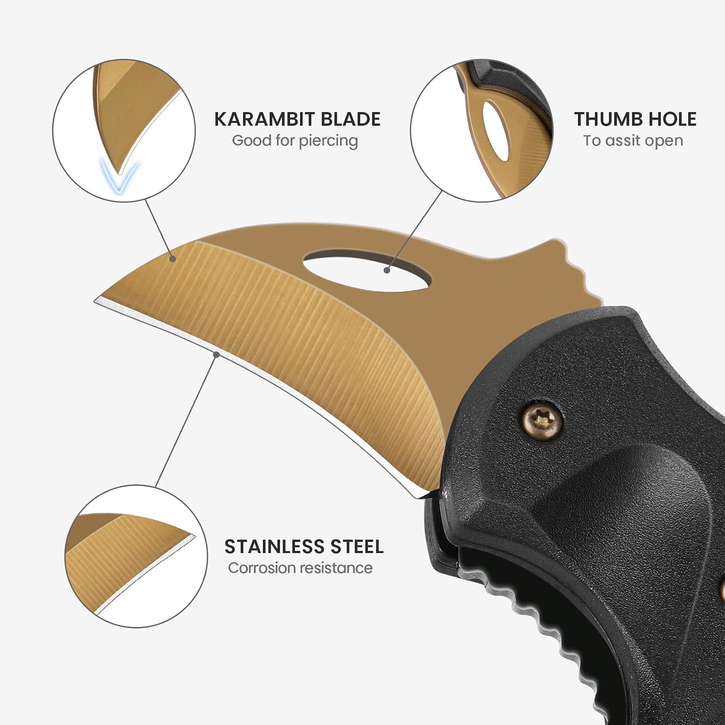 Small Pocket Knife for Men, Edc Knives Tool | Cool Folding Knife Box Cutter with 1.34Inch Sharp Blade, Great Gift for Men (Gold)
