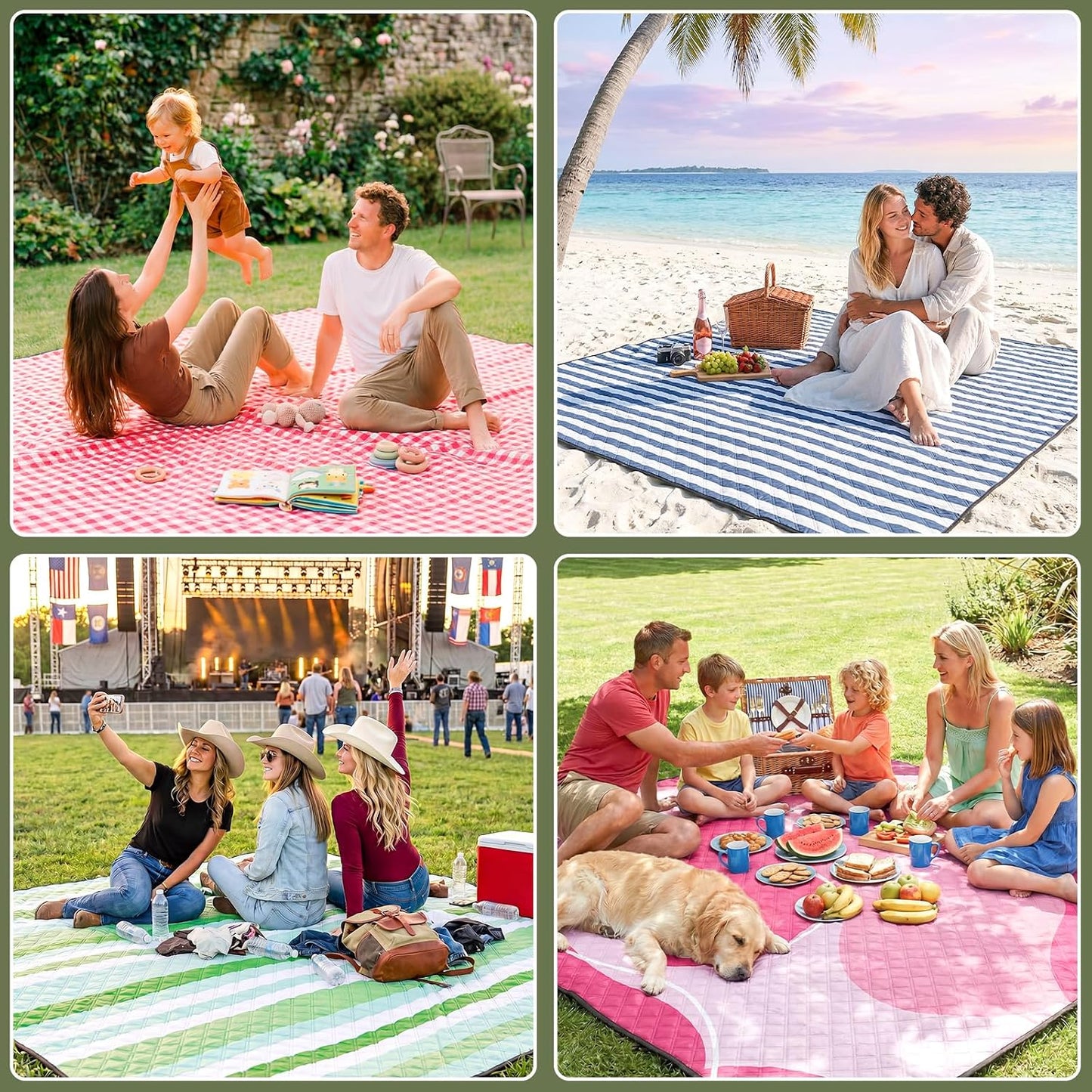 Waterproof Picnic Blanket Beach Outdoor Mat Rug Registry Wedding Search by Name Must Have Items Newly Wed Married Couple Gifts Bridal Husband Wife Men Women Mr Mrs 1 Anniversary Present