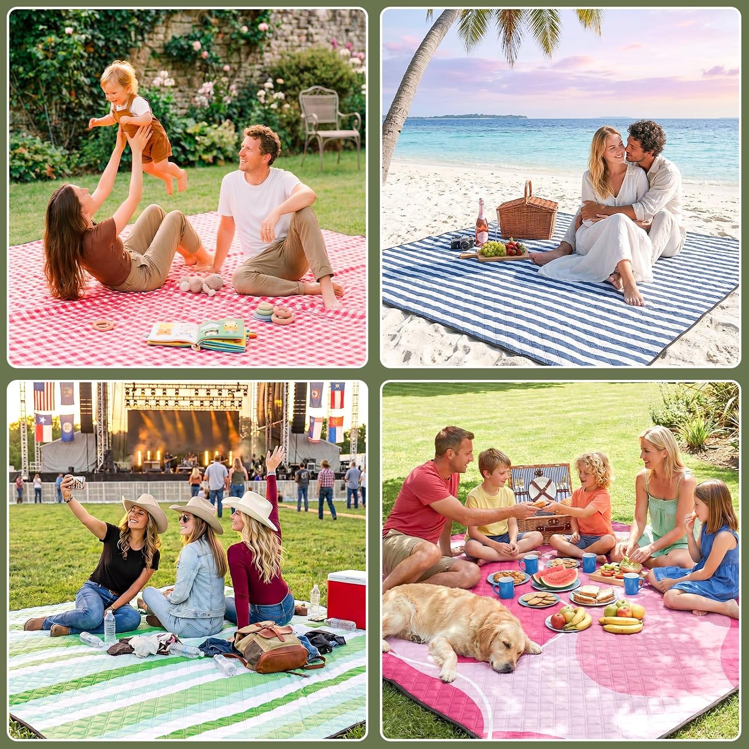 Waterproof Picnic Blanket Beach Outdoor Mat Rug Registry Wedding Search by Name Must Have Items Newly Wed Married Couple Gifts Bridal Husband Wife Men Women Mr Mrs 1 Anniversary Present