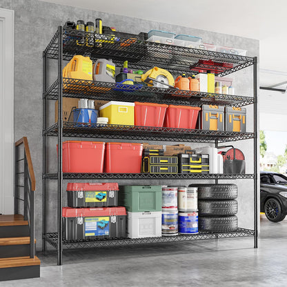 55.5" W Storage Shelves 3200LBS Wire Shelving Unit 5 Tier Metal Shelving Heavy Duty Garage Shelving Metal Shelves for Storage Rack Adjustable Pantry Shelf, 55.5" W X 18''D X 71" H, 3PCS