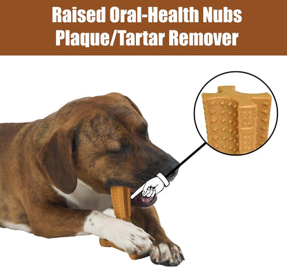 Bam-Bones plus T Bone - Bamboo Fiber & Nylon, Durable Long Lasting Dog Chew for Aggressive Chewers – Toy for Dogs & Puppies under 60Lbs, Non-Splintering, 6In, Allergen Free Peanut Butter Flavor