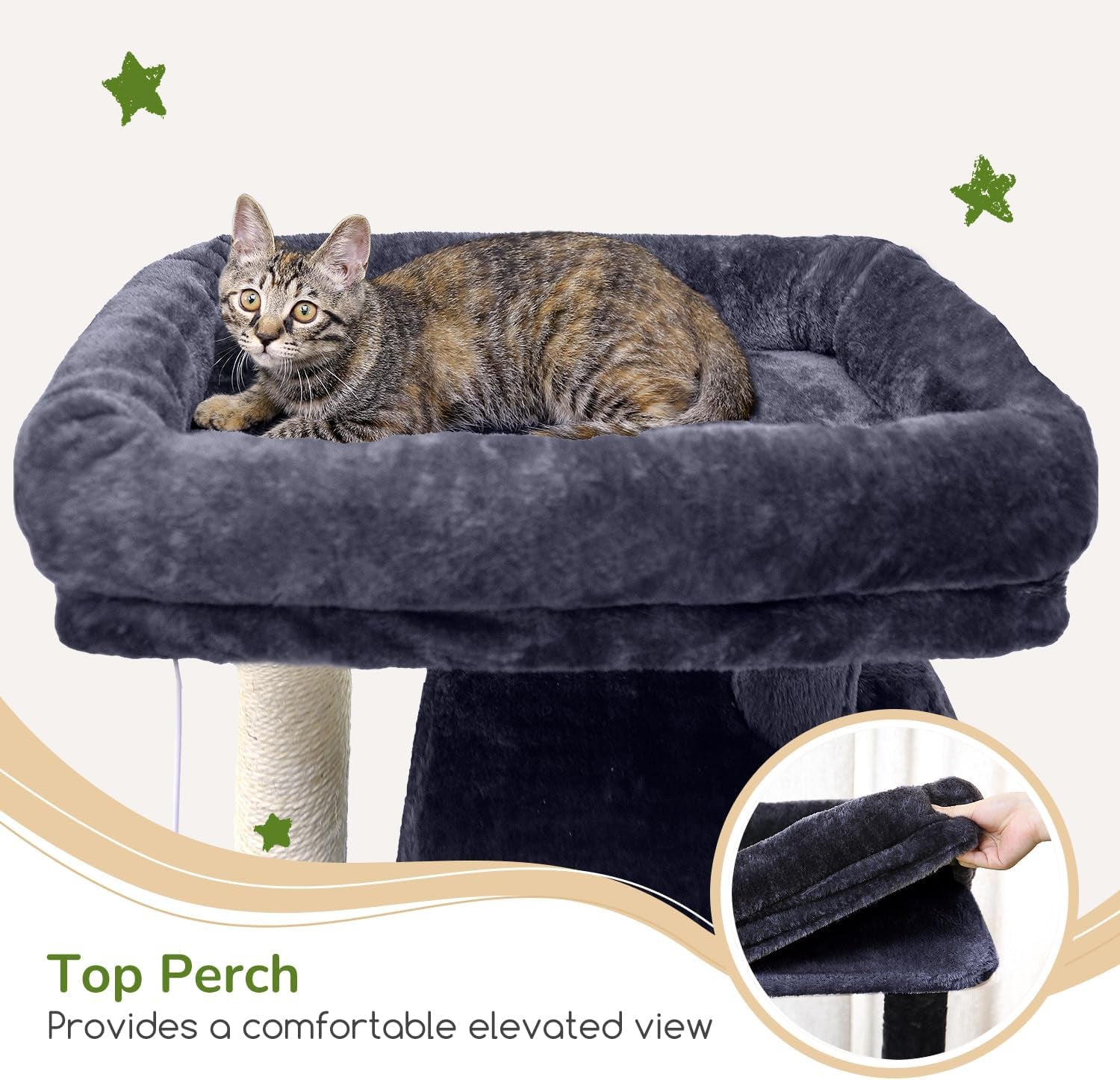 Heavy Duty Cat Tree, 70 Inch Sturdy Cat Tree for Indoor Cats Extra Large Cat Tower with Scratching Post, Hammock, Cat Condo for Adult Cats Kittens, F70 Pro, Dark Grey
