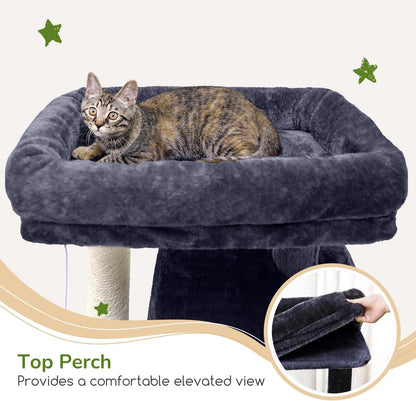 Heavy Duty Cat Tree, 70 Inch Sturdy Cat Tree for Indoor Cats Extra Large Cat Tower with Scratching Post, Hammock, Cat Condo for Adult Cats Kittens, F70 Pro, Dark Grey