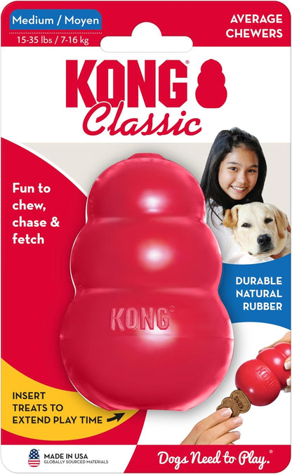 Classic Stuffable Dog Toy - Fetch & Chew Toy for Dogs - Treat-Filling Capabilities & Erratic Bounce for Extended Play Time - Durable Natural Rubber Material - for Medium Dogs