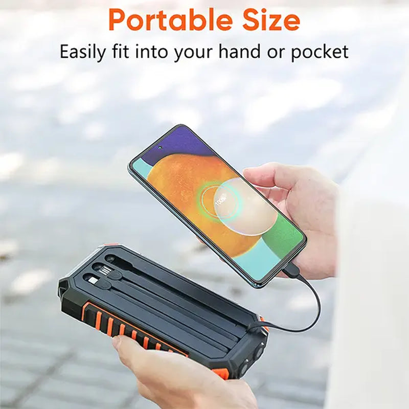 【Gift for Mom】Solar Charger Power Bank - 27000Mah Portable Phone Charger with Built-In USB Cables 3.0A Fast Charge Battery Pack, 5 Outputs & 2 Inputs for Smartphone, Tablet