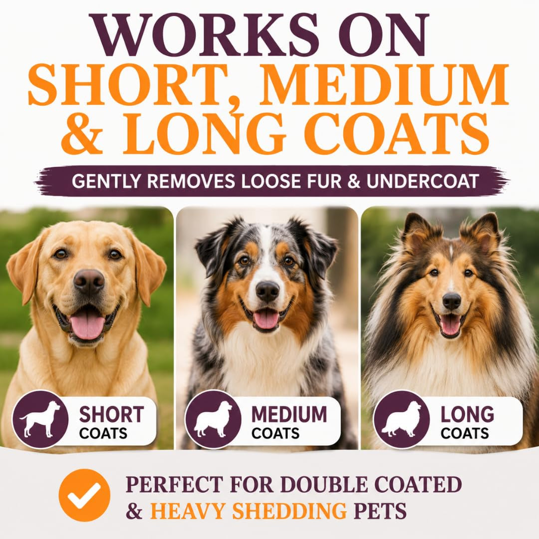 Dog Brush for Shedding | Patented Deshedding Dog Brush | Pet Hair Remover for Short, Medium & Long Coats | Made in USA | 5 Inch