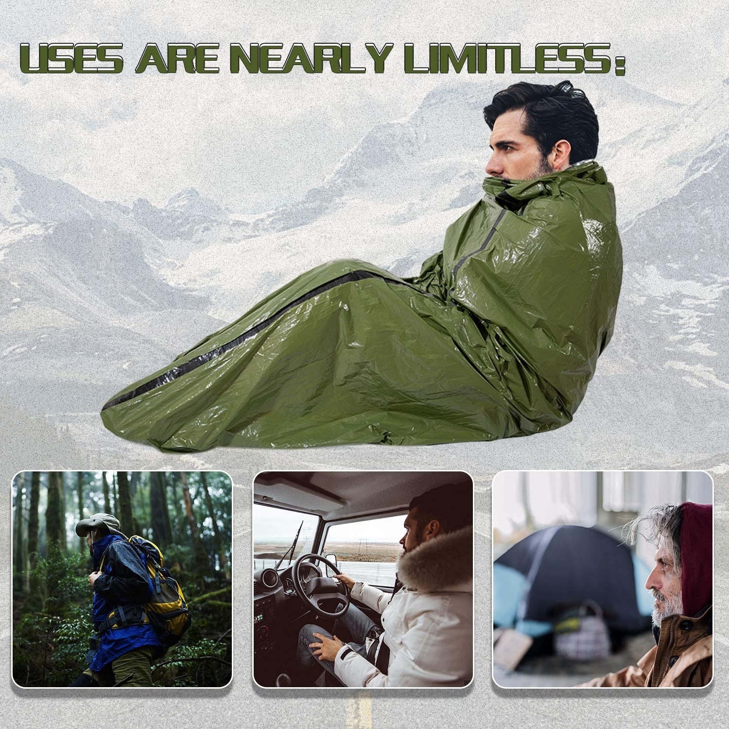Ultimate Emergency Sleeping Bag & Survival Bivy Sack - Lightweight, Portable, and Essential Gear for Hiking, Camping, and Disaster Preparedness