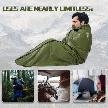 Ultimate Emergency Sleeping Bag & Survival Bivy Sack - Lightweight, Portable, and Essential Gear for Hiking, Camping, and Disaster Preparedness