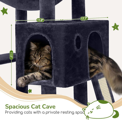 Heavy Duty Cat Tree, 70 Inch Sturdy Cat Tree for Indoor Cats Extra Large Cat Tower with Scratching Post, Hammock, Cat Condo for Adult Cats Kittens, F70 Pro, Dark Grey