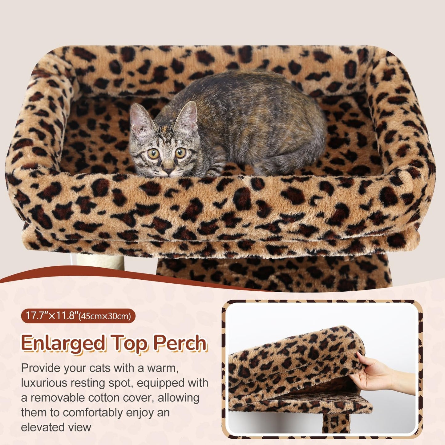 Heavy Duty Leopard Cat Tree, 70In Sturdy Cat Tree for Indoor Cats Sturdy Large Cat Tower with Scratching Post & Board, Hammock, 2 Cat Condo for Adult Cats Kittens, F70 Pro, Leopard Print