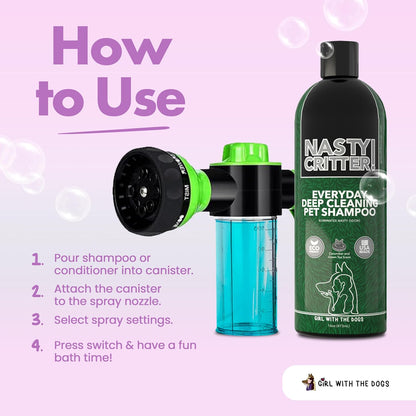 Soap & Shampoo Dispenser for Pet Wash and Garden Hose Sprayer Nozzle