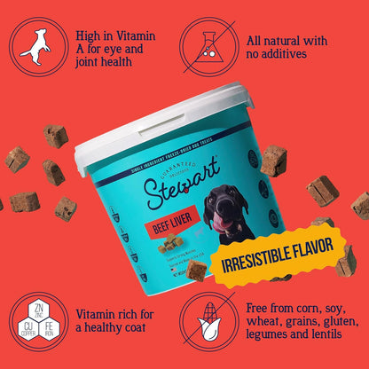 Freeze Dried Dog Treats, 100% Beef Liver, 14 Oz Tub | Premium Quality Raw Protein, Single Ingredient, High Protein Training Treats & Food Topper, No Refrigeration, Cat Friendly