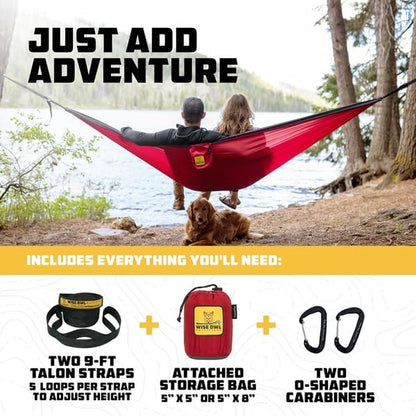 Ultimate Portable Double Hammock - Enjoy Comfort Anytime, Anywhere with 500Lbs Capacity and Essential Accessories in Blue & Grey