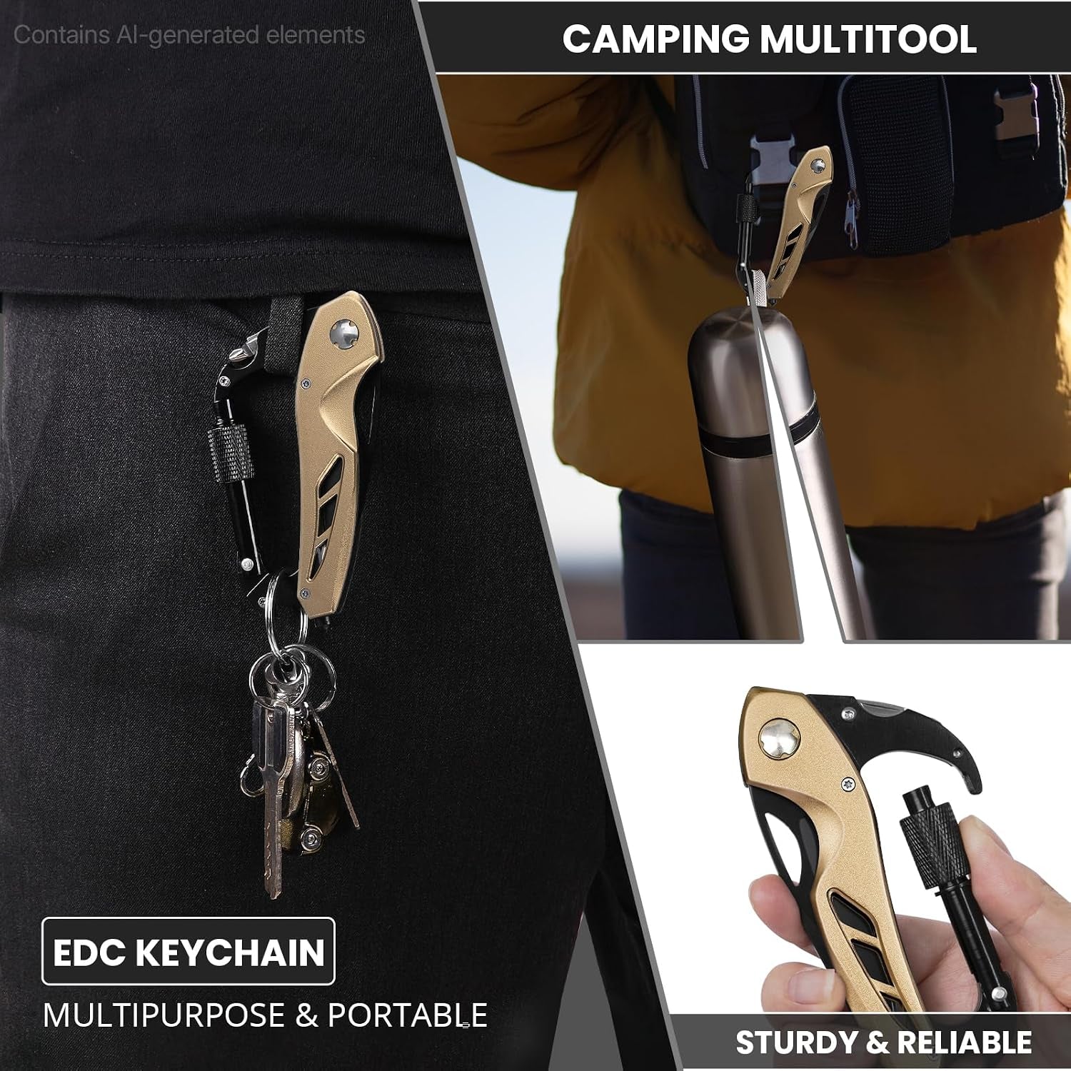 Multitool Knife, Gift for Men (Gold)