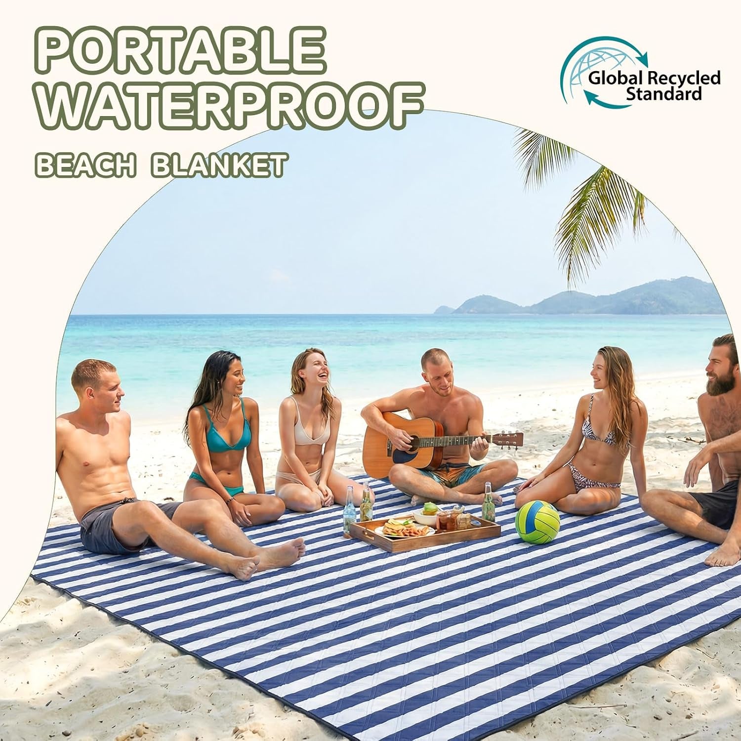 Waterproof Sandproof Beach Blanket Picnic Outdoor Mat Rug Extra Large Foldable Sand Free Big Giant XL Towel Car Essential Roadtrip Gadget Rv Accessories Gear Must Have Hiking Item Necessities