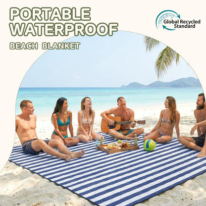 Waterproof Sandproof Beach Blanket Picnic Outdoor Mat Rug Extra Large Foldable Sand Free Big Giant XL Towel Car Essential Roadtrip Gadget Rv Accessories Gear Must Have Hiking Item Necessities