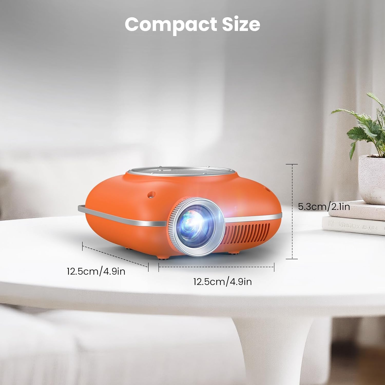 Mini Projector, 1080P Supported Portable Bluetooth Projector | Mini & Portable, Built-In Bluetooth/Speaker, Home Theater, Outdoor/Indoor, HDMI/USB Compatible Phone & Laptop(Orange)