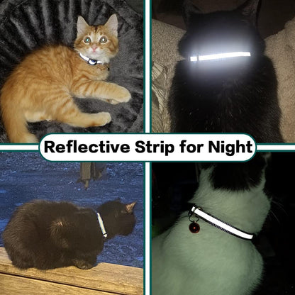 Airtag Cat Collar Breakaway, Cat Collar with Air Tag Holder(Black) | Safety Breakaway Buckle, Reflective Strip, Lightweight, Bell, 0.4 Inches in Width, Adjustable Size to Fit Different Cats