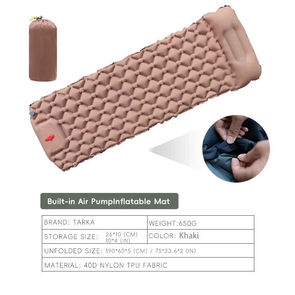 Ultimate Inflatable Camping Mat with Built-in Pillow - Perfect for Outdoor Adventures and Travel