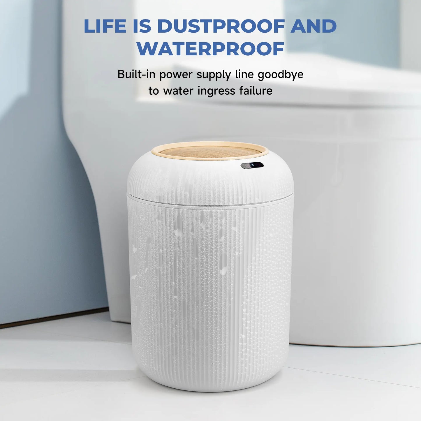 Pukomc Smart Induction Waterproof Trash Can for Bathroom, Bedroom, Office Nordic Style, Household Items Saving Space Motion Sensor Multifunctional Home Goods Environmentally Friendly Automatic Summerwins,Dorm Essentials,Home Essentials Homeessentials