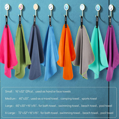 Microfiber Travel Sports Towel-Quick Dry, Soft Lightweight, Absorbent, Compact Towel for Camping Gym Beach Bath Yoga Swimming Backpacking (M:40''X20''-Purple)