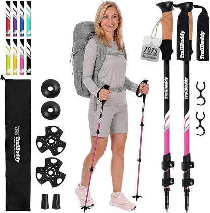 Trekking Poles – Lightweight 7075 Aluminum Hiking Poles for Women, Men & Seniors – Collapsible Walking Sticks for Travel, Trails & Balance