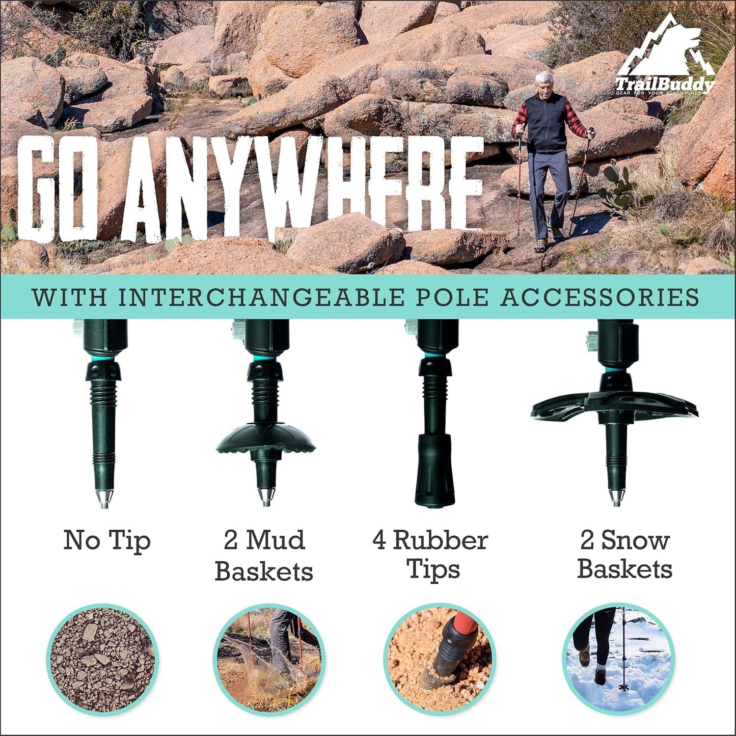 Trekking Poles – Lightweight 7075 Aluminum Hiking Poles for Women, Men & Seniors – Collapsible Walking Sticks for Travel, Trails & Balance